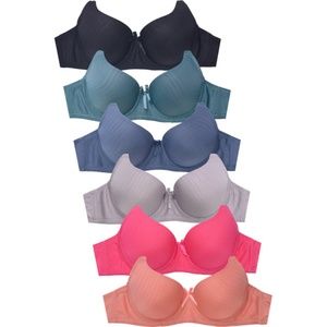 247 Frenzy Women's Mamia PACK OF 6 Jacquard Print Bra (BR4397J)